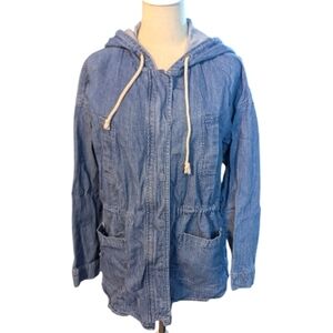 Forever 21 Cinch Waist Light Blue Denim Jacket Extra Small